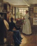 Charles W. Bartlett Reading Aloud, oil painting by Charles W. Bartlett, Germany oil painting artist